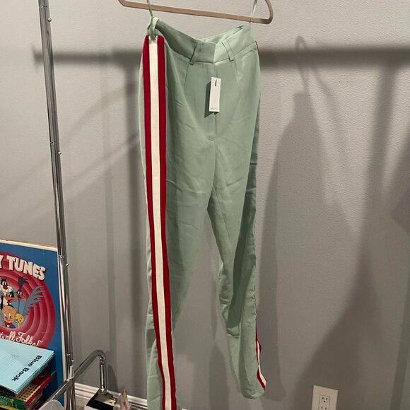 C/meo collective Green and red striped high-waisted flare pants - Picture 7 of 9